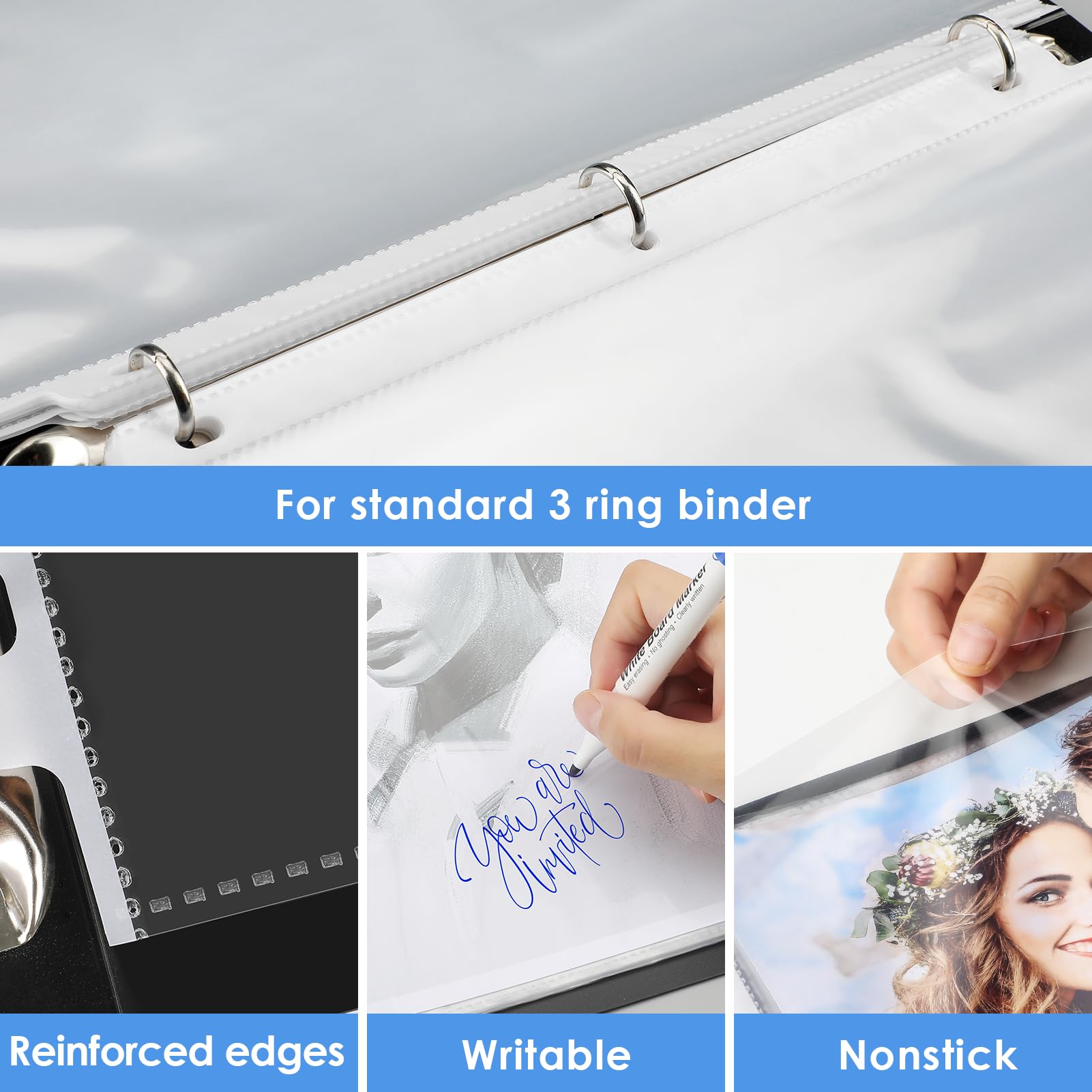 [30,50 & 100 Pack] Sheet Protectors 11 x 17 inch, Ledger Size, 3 Ring Binder