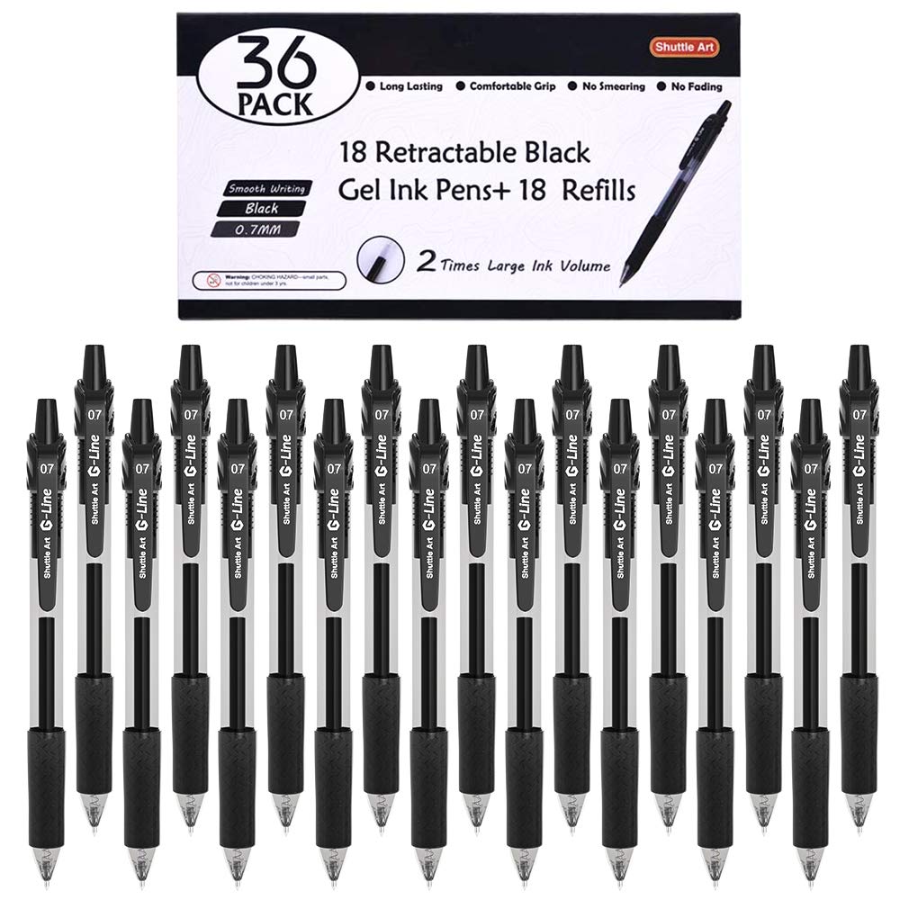 Shuttle Art Black Gel Pens, 36 & 48 Pack