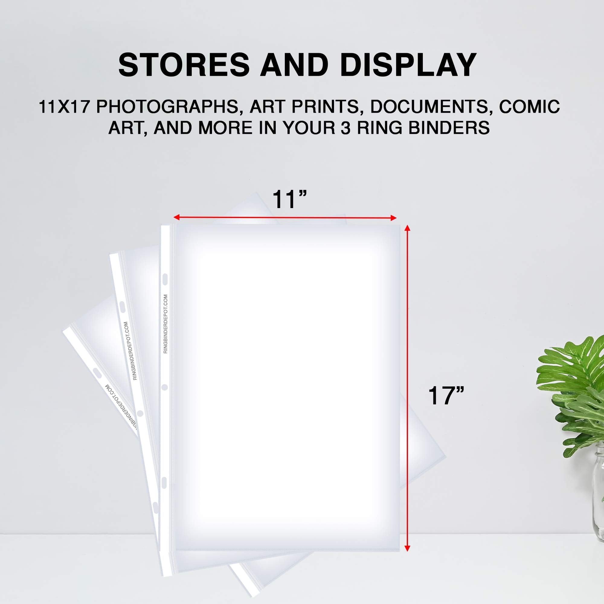 [25 Pack] 11x17 Sheet Protectors with 90 Microns Thick