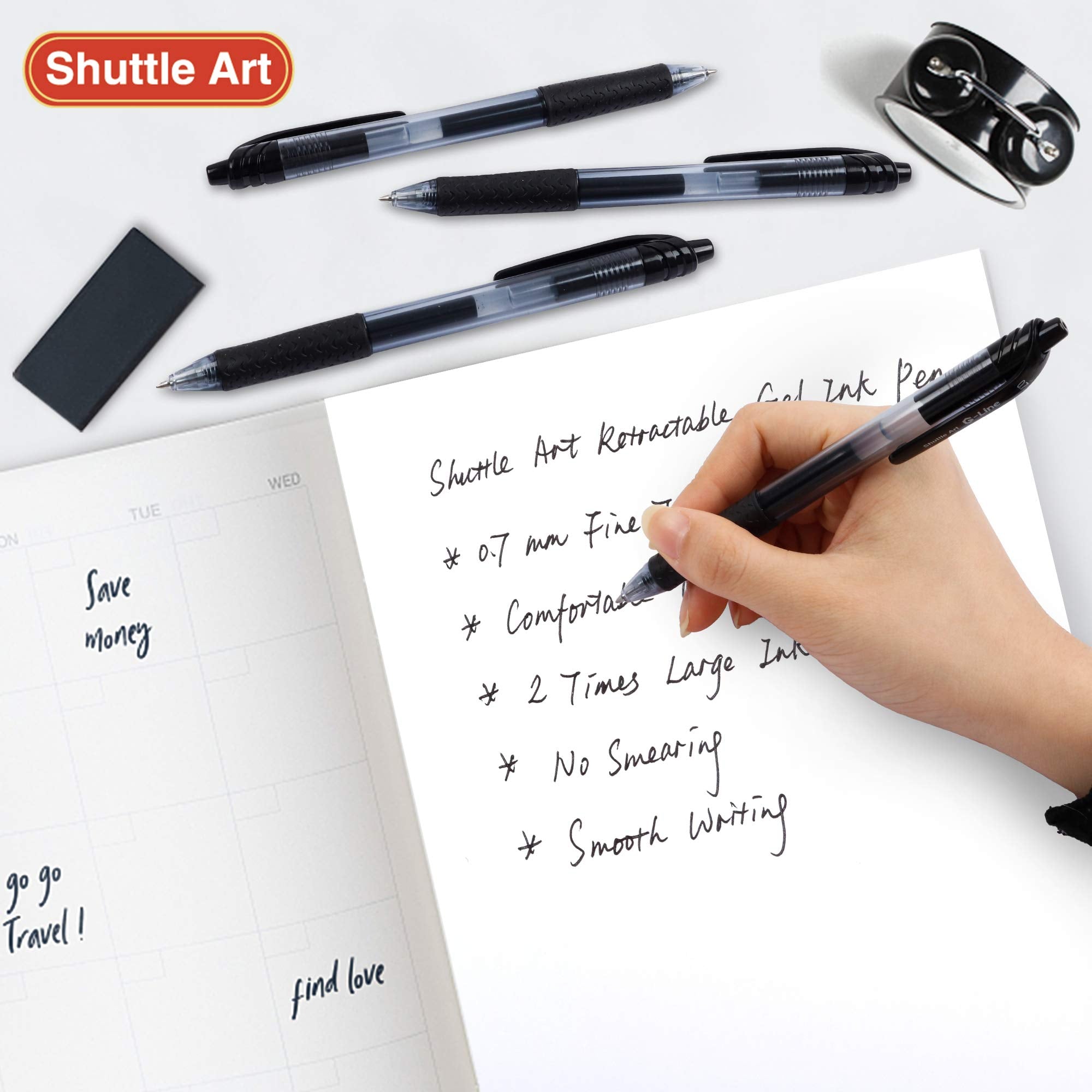 Shuttle Art Black Gel Pens, 36 & 48 Pack