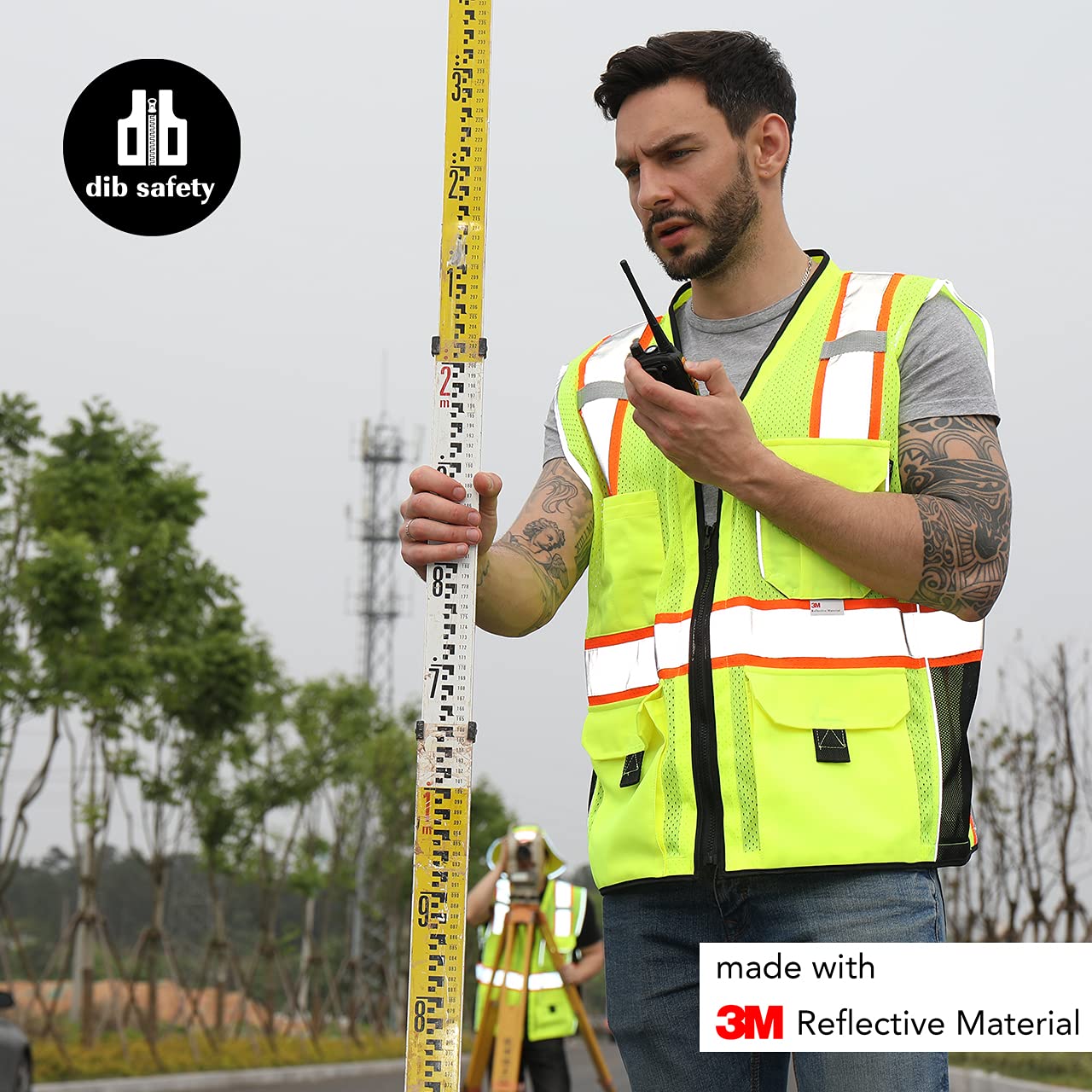 [1 PC] Safety Vest Reflective Yellow Mesh, ANSI Class 2 Heavy Duty