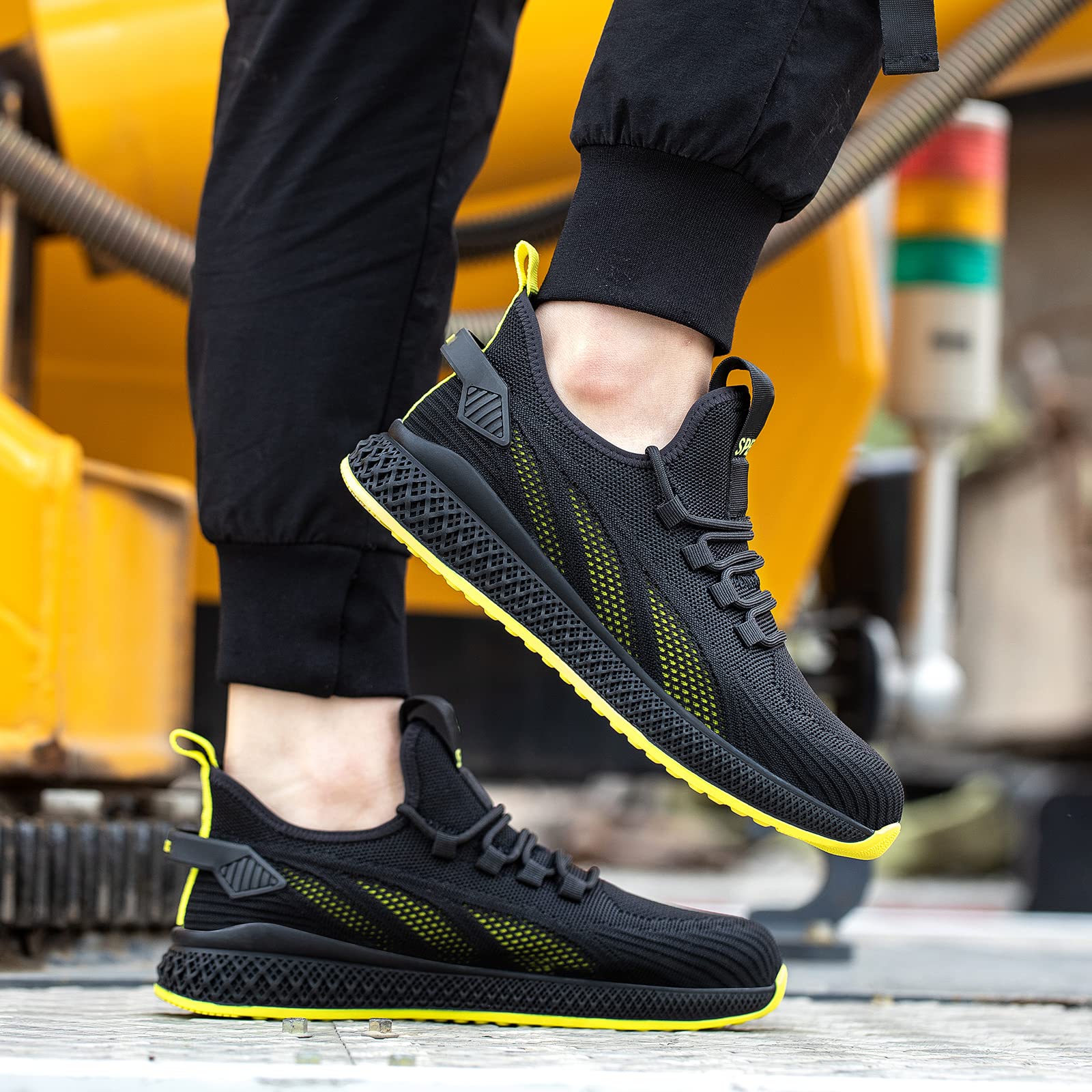 [1 Pair] Safety Shoes with Composite Toe Cap, Puncture Proof, Lightweight Work Shoes