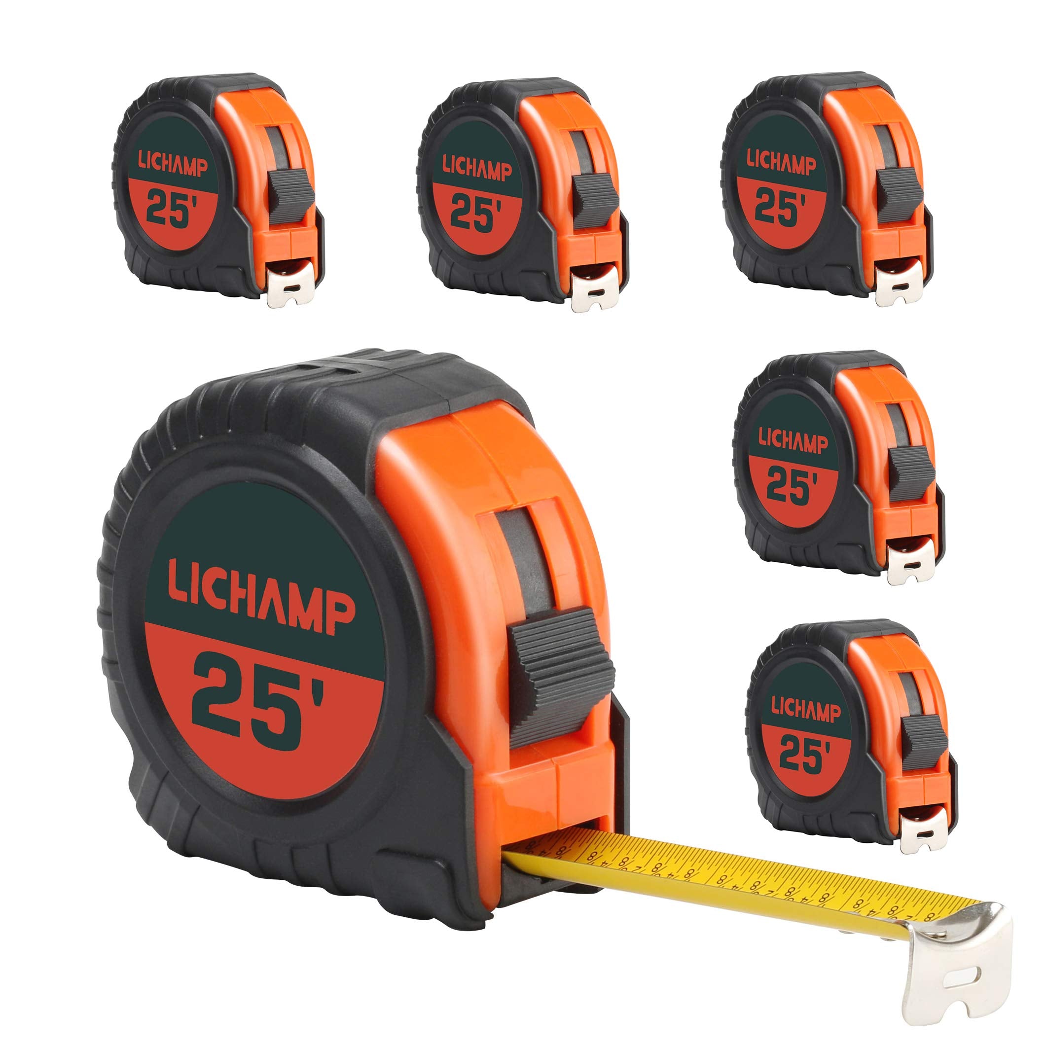 LICHAMP Tape Measure 25 ft, 6 Pack Bulk