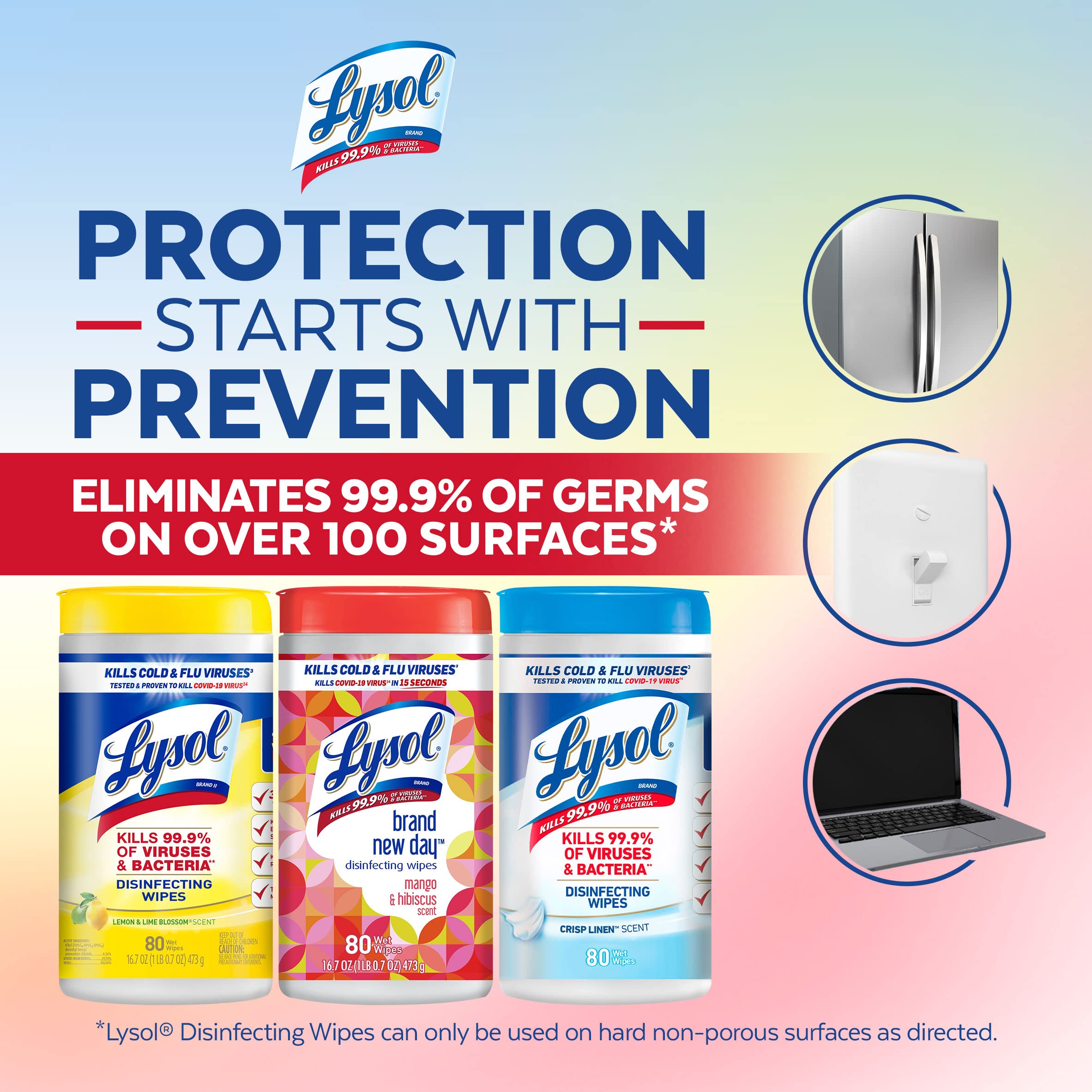 [4 Pack] Lysol Disinfectant Wipes Bundle, 80 Count per Container