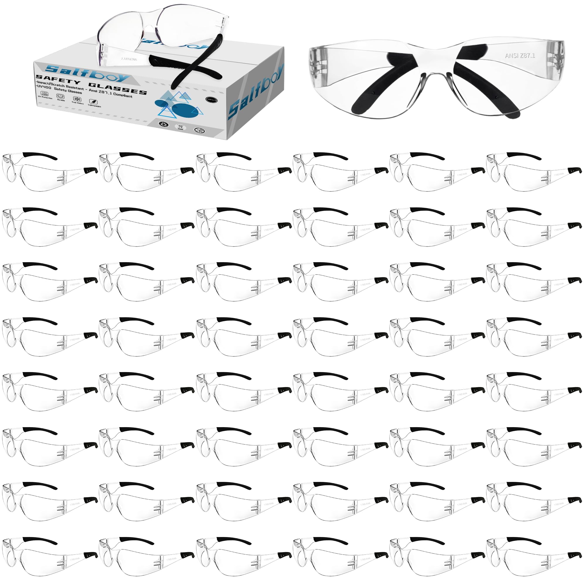 [10 / 30/ 50 / 80 / 100 PCS] Safety Glasses Protective Eyewear Glasses Bulk Ansi Z87.1 Impact Resistant Lens