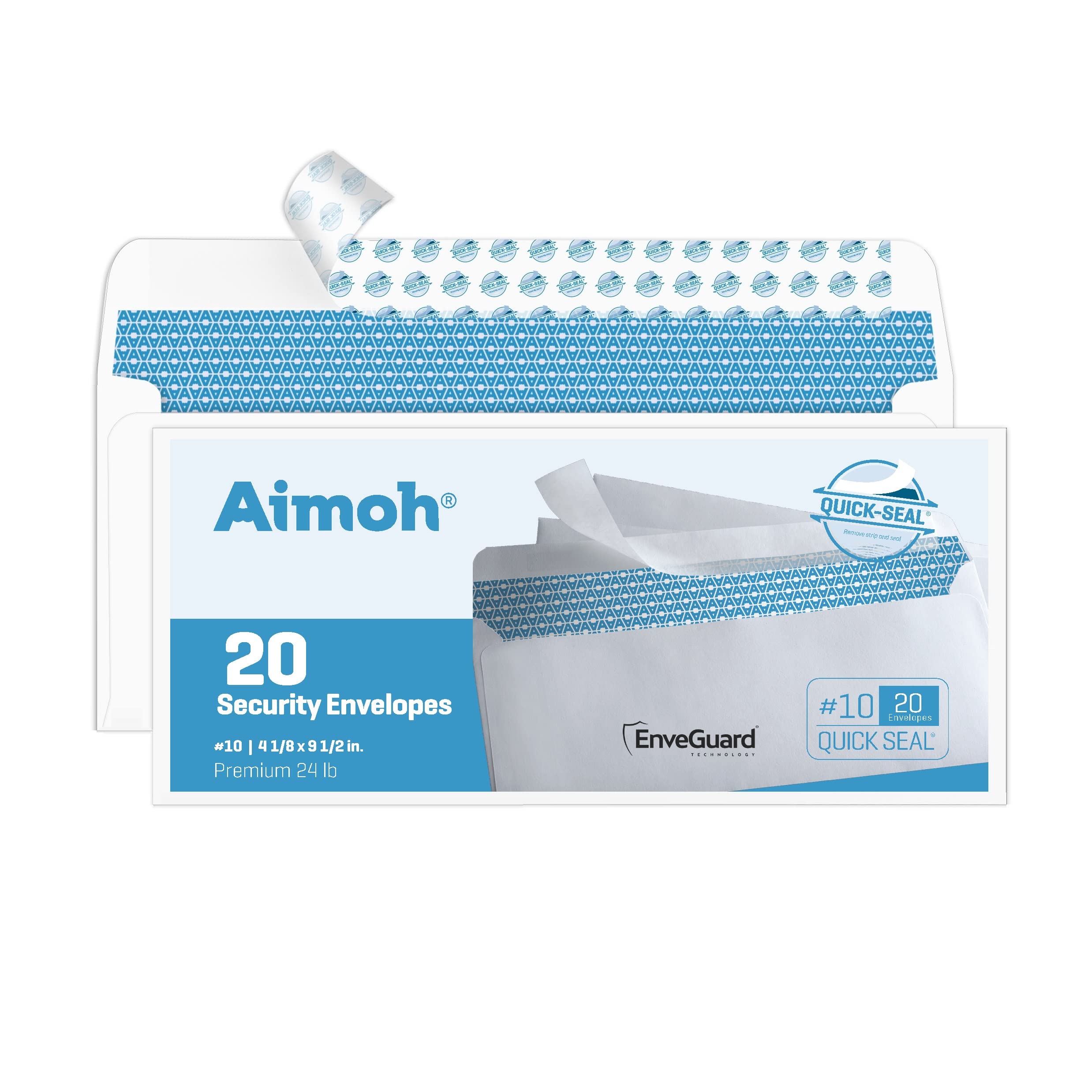 [100 Pack] #10 Security Tinted No Window Self-Seal Envelopes - Size 4-1/8 X 9-1/2 Inches (34100)