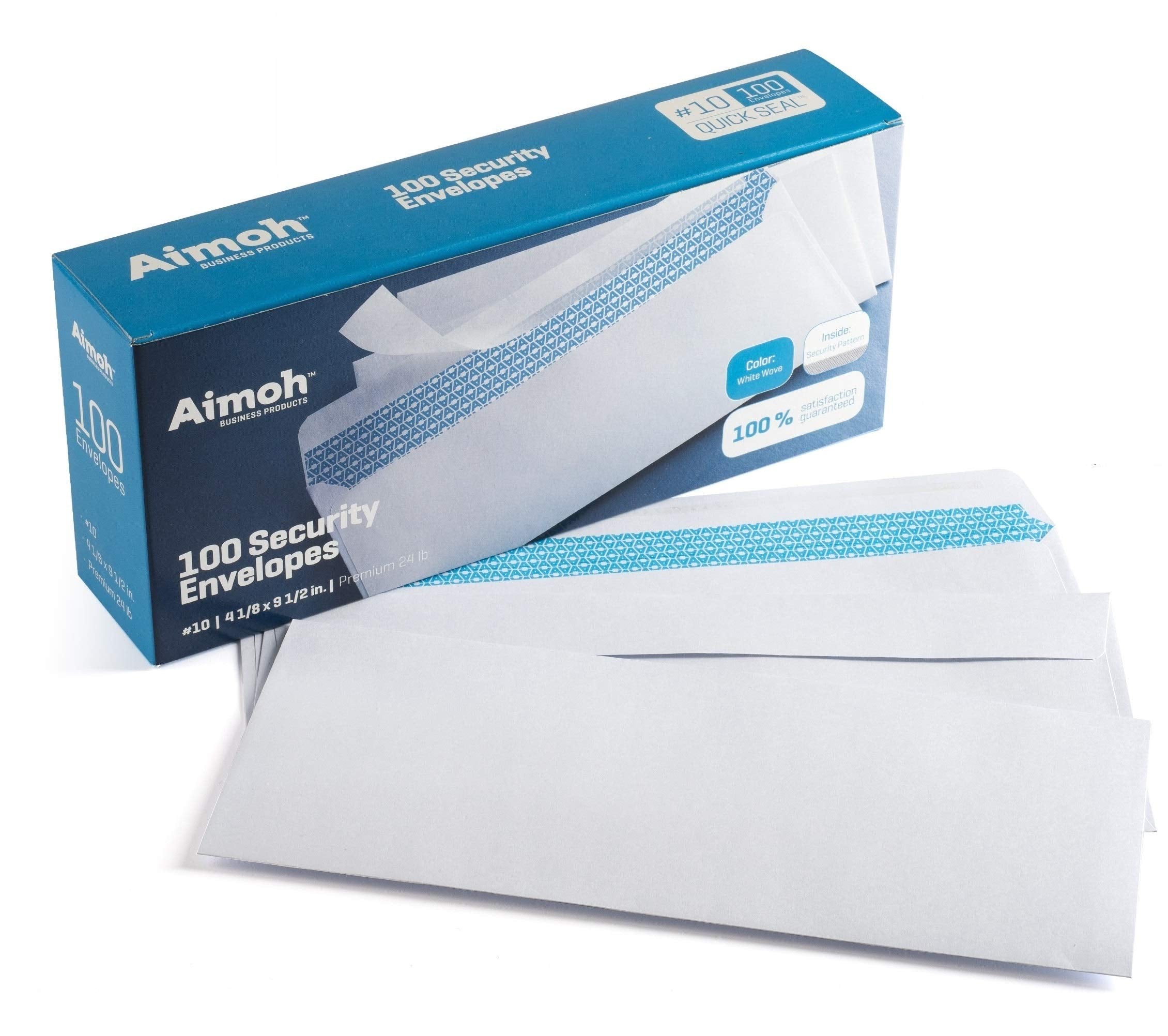 [100 Pack] #10 Security Tinted No Window Self-Seal Envelopes - Size 4-1/8 X 9-1/2 Inches (34100)