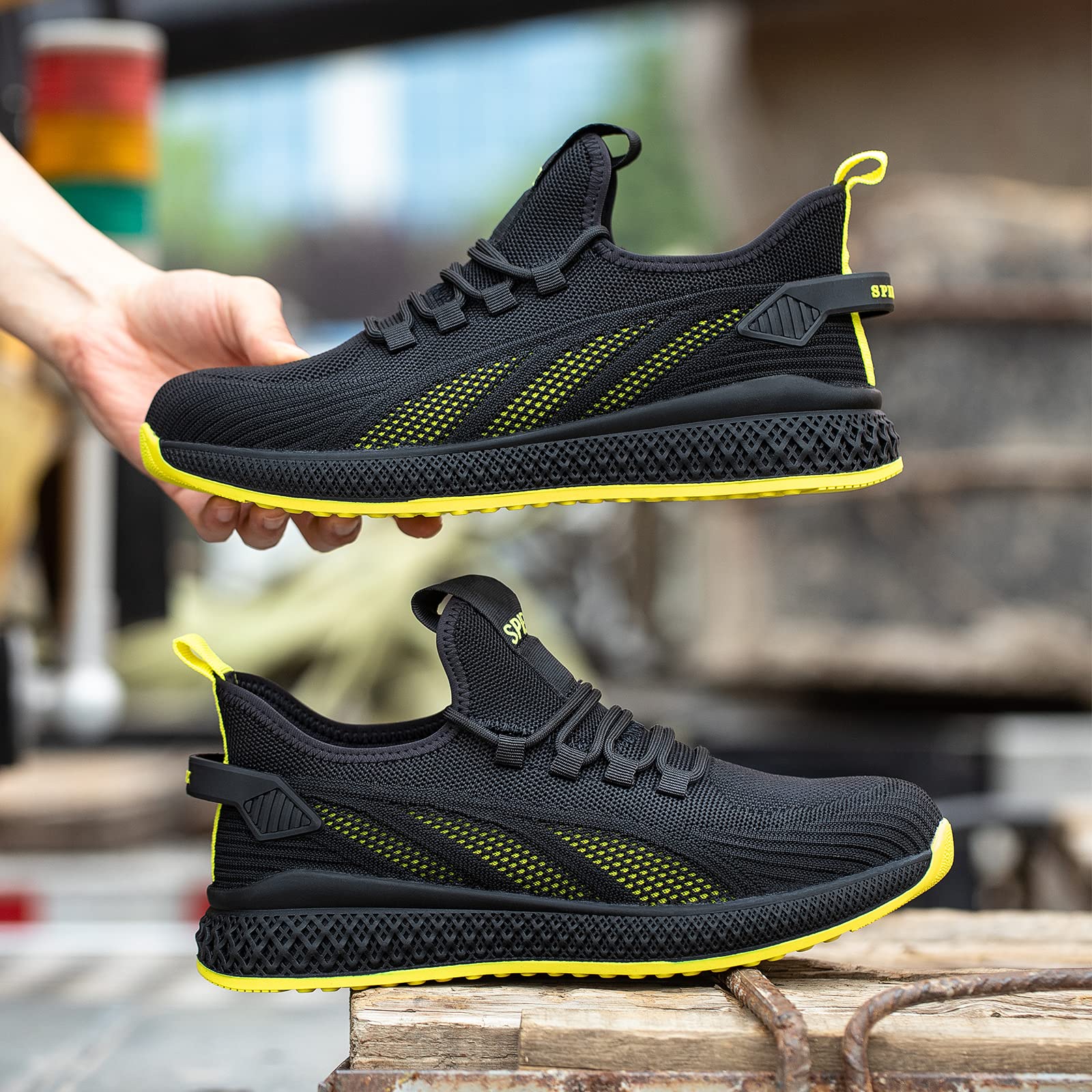 [1 Pair] Safety Shoes with Composite Toe Cap, Puncture Proof, Lightweight Work Shoes