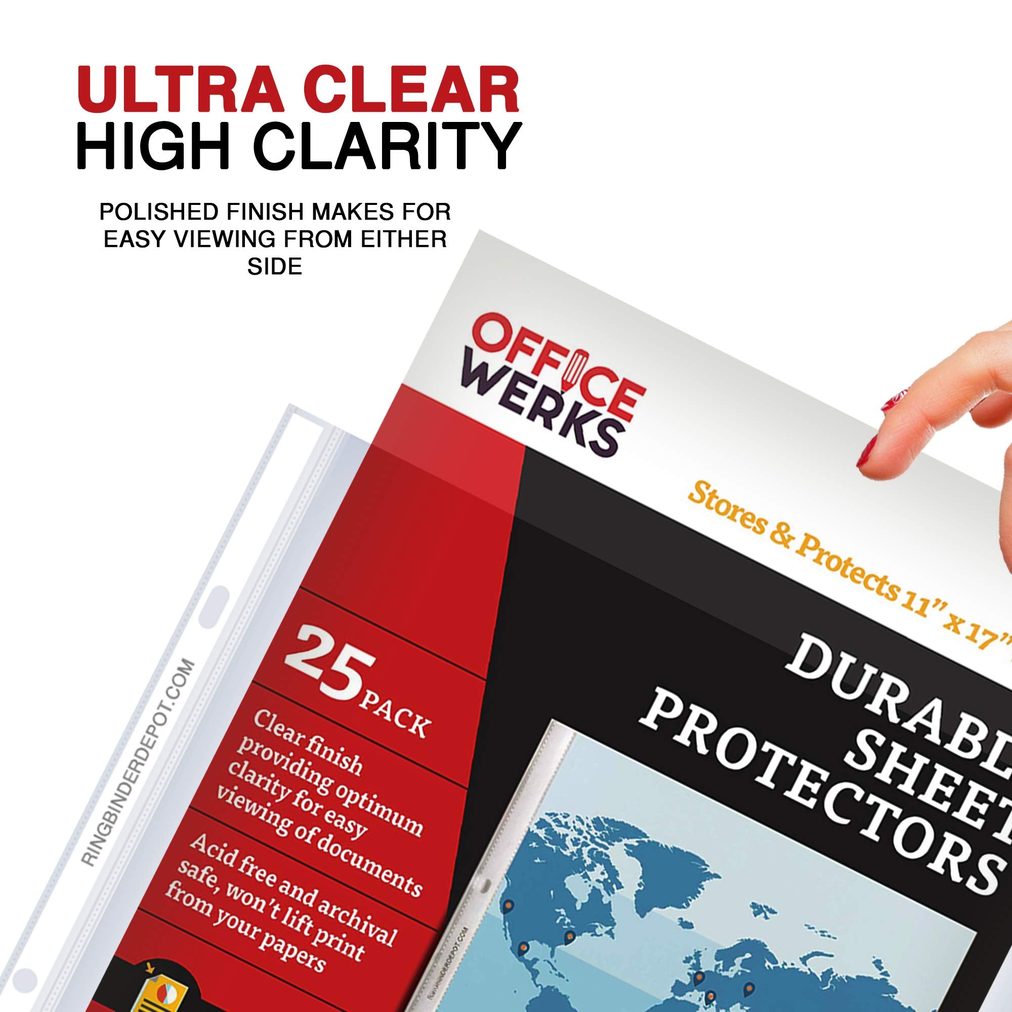 [25 Pack] 11x17 Sheet Protectors with 90 Microns Thick