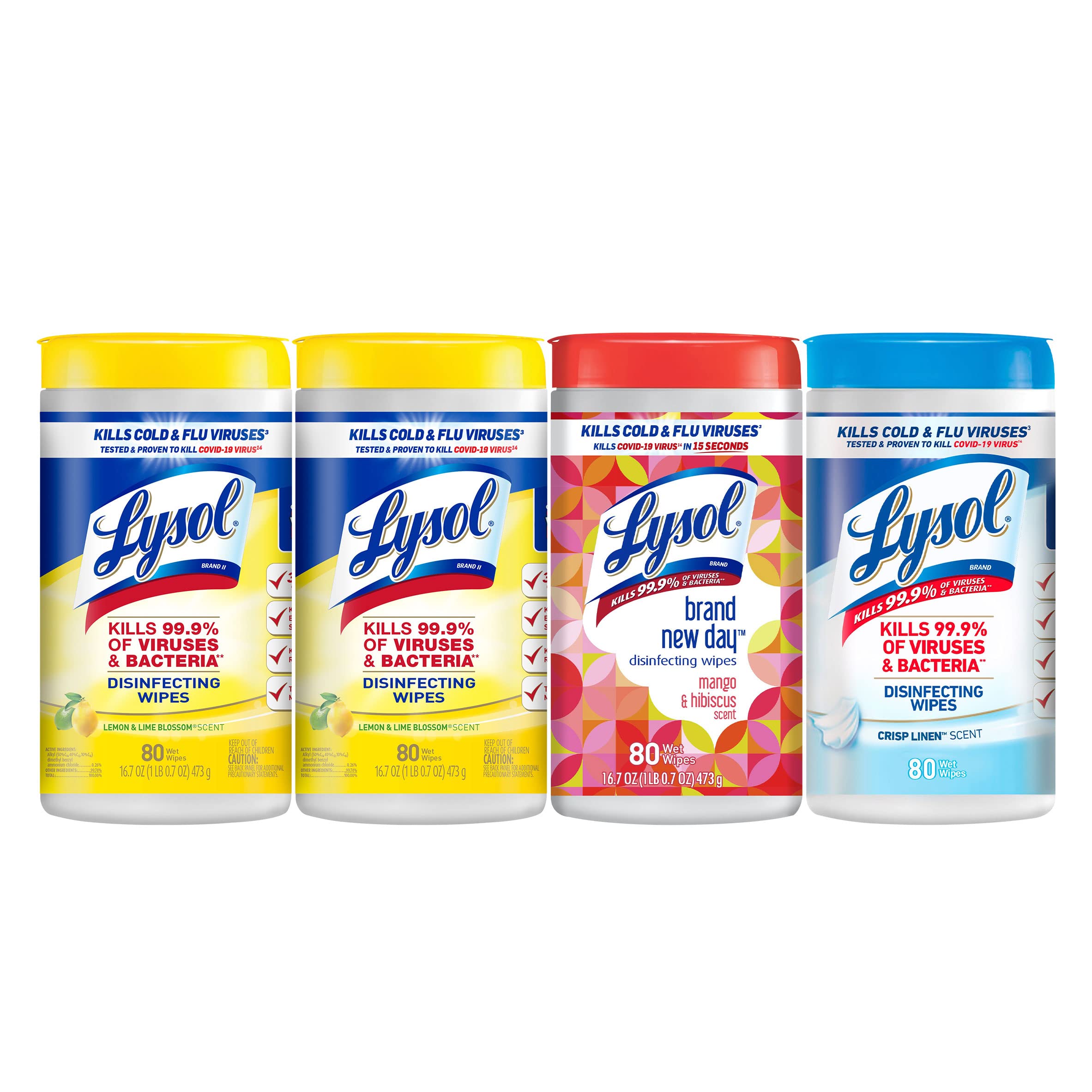 [4 Pack] Lysol Disinfectant Wipes Bundle, 80 Count per Container